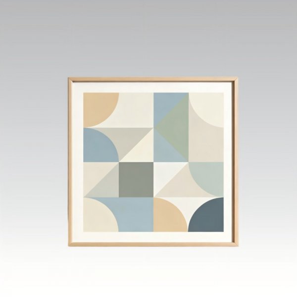Neutral Geometric Framed Art - Minimalist Abstract Wall Decor
