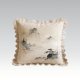 Lace-Trimmed Chinese Landscape Pillow - Vintage Elegant Sofa Cushion