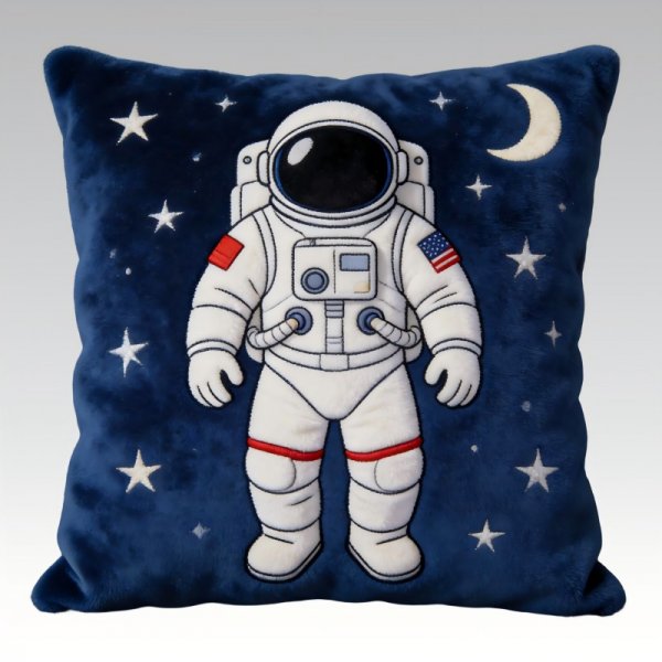 Space Astronaut Embroidered Pillow - Starry Sky Themed Bedroom Cushion