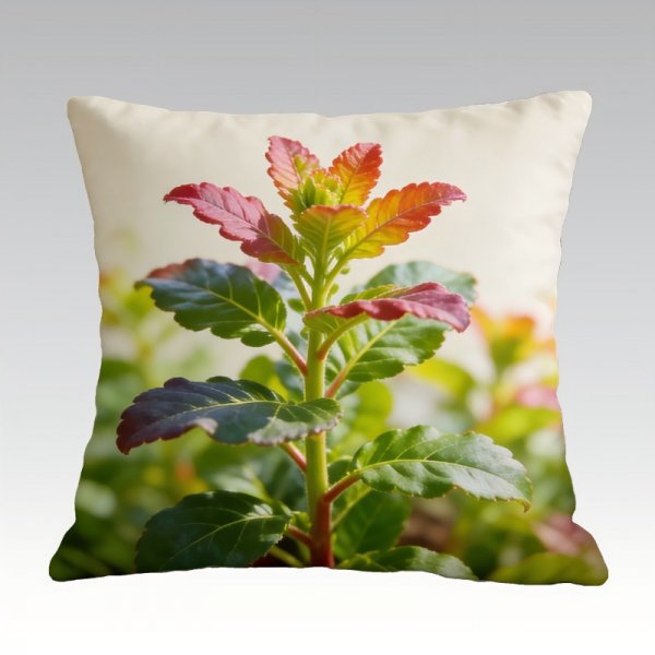 Vibrant Plant Leaf Print Pillow - Nature-Inspired Sofa Cushion