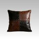Vintage Leather Patchwork Rivet Pillow - Industrial Style Sofa Cushion