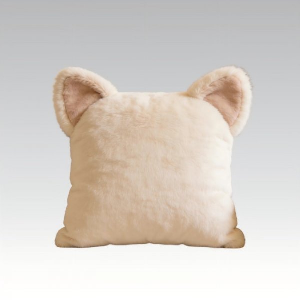 Cream White Cat Ear Plush Pillow - Cute & Kawaii Bedroom Cushion